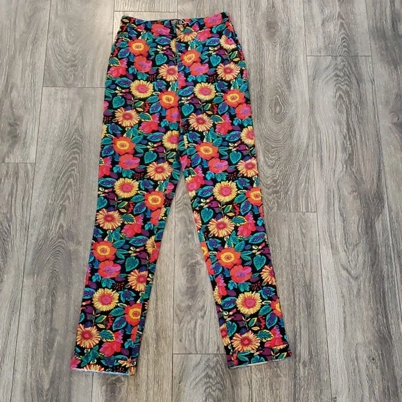 Poppy Lux High Waisted Pants Straight Leg Floral Print Bottoms NWOT Womens 4 - Picture 2 of 12